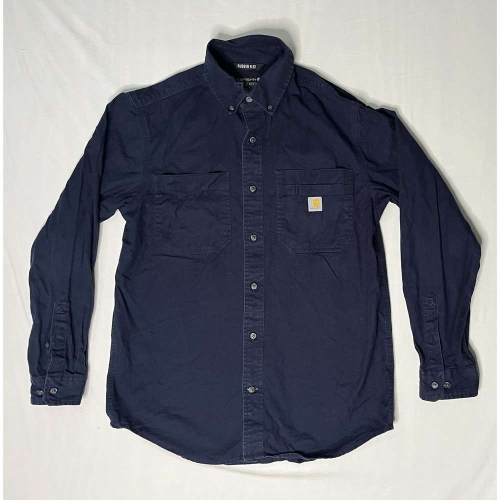Carhartt Rugged Flex Shirt Men's Medium Blue Long Sleeve Button Up 103554 412
